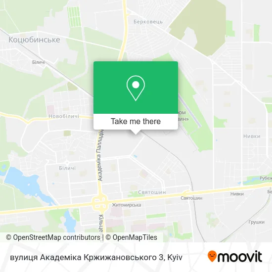 Карта вулиця Академіка Кржижановського 3