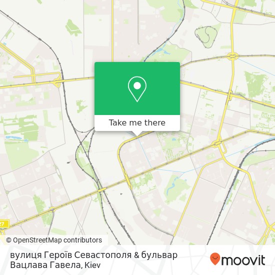 Карта вулиця Героїв Севастополя & бульвар Вацлава Гавела