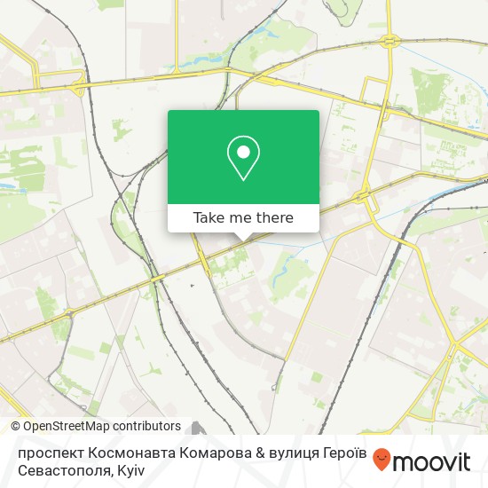 Карта проспект Космонавта Комарова & вулиця Героїв Севастополя