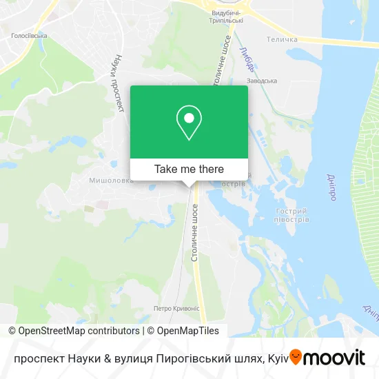 Карта проспект Науки & вулиця Пирогівський шлях