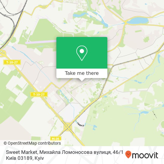 Карта Sweet Market, Михайла Ломоносова вулиця, 46 / 1 Київ 03189