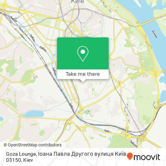 Карта Goza Lounge, Іоана Павла Другого вулиця Київ 03150