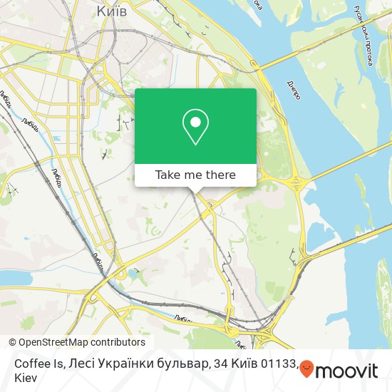 Карта Coffee Is, Лесі Українки бульвар, 34 Київ 01133