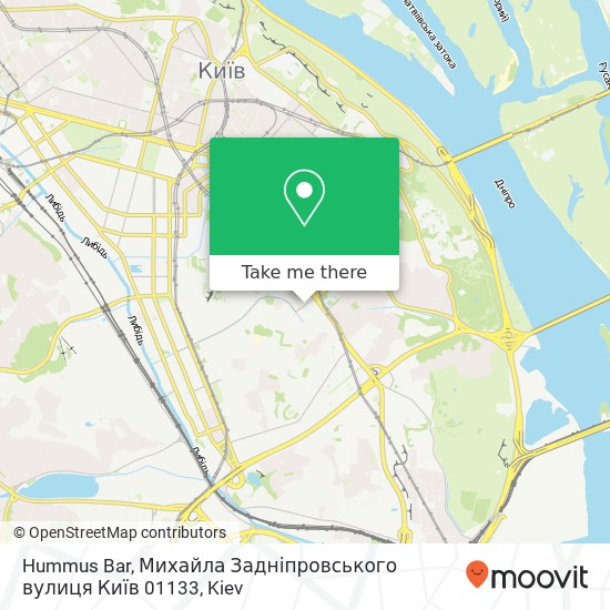 Карта Hummus Bar, Михайла Задніпровського вулиця Київ 01133