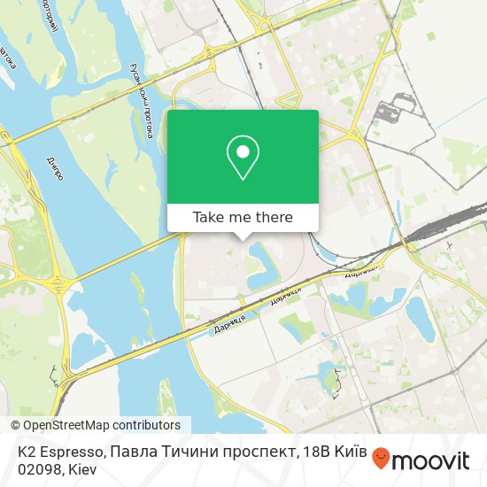 Карта K2 Espresso, Павла Тичини проспект, 18В Київ 02098