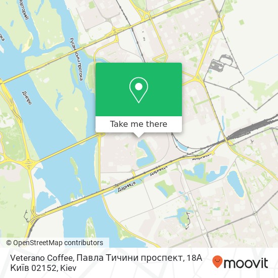 Карта Veterano Coffee, Павла Тичини проспект, 18А Київ 02152