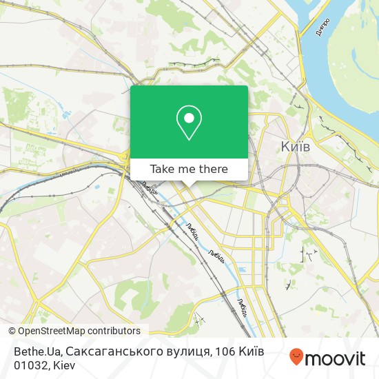 Карта Bethe.Ua, Саксаганського вулиця, 106 Київ 01032