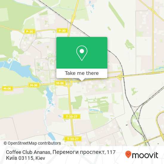 Карта Coffee Club Ananas, Перемоги проспект, 117 Київ 03115