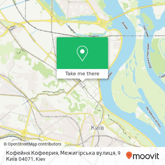 Карта Кофейня Кофеерия, Межигірська вулиця, 9 Київ 04071