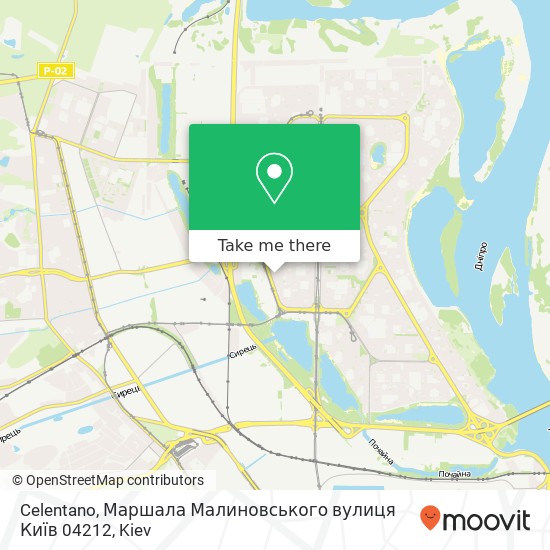 Карта Celentano, Маршала Малиновського вулиця Київ 04212