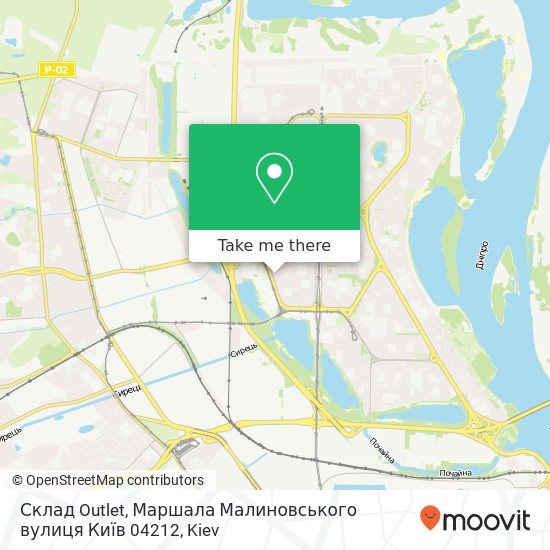 Карта Склад Outlet, Маршала Малиновського вулиця Київ 04212