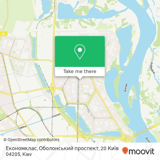 Карта Економклас, Оболонський проспект, 20 Київ 04205