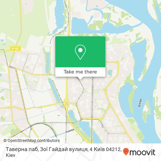 Карта Таверна паб, Зої Гайдай вулиця, 4 Київ 04212