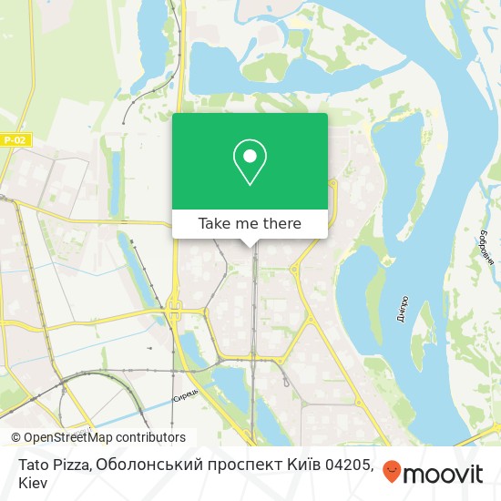 Карта Tato Pizza, Оболонський проспект Київ 04205