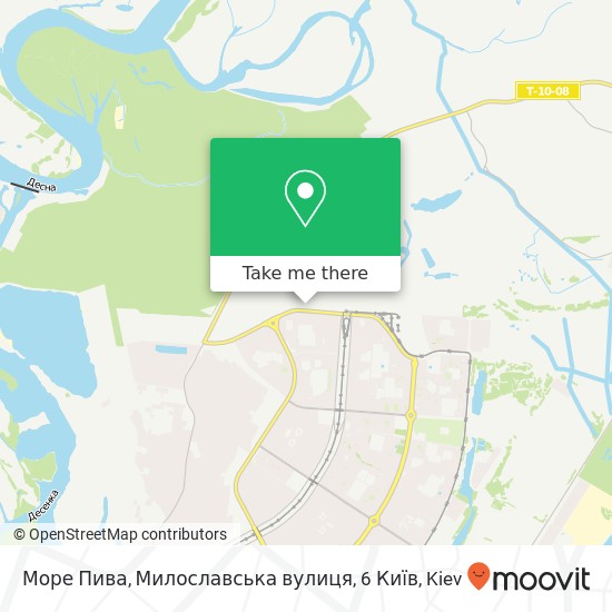 Карта Море Пива, Милославська вулиця, 6 Київ
