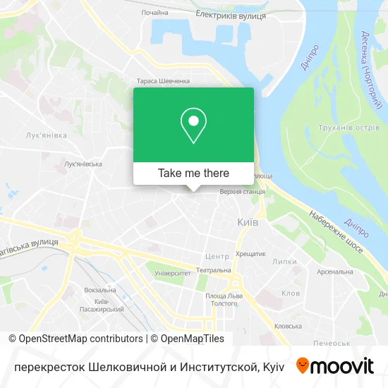 Карта перекресток Шелковичной и Институтской