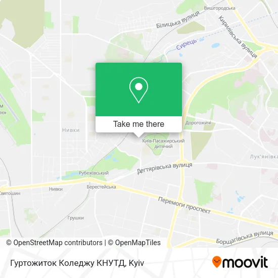 Карта Гуртожиток Коледжу КНУТД