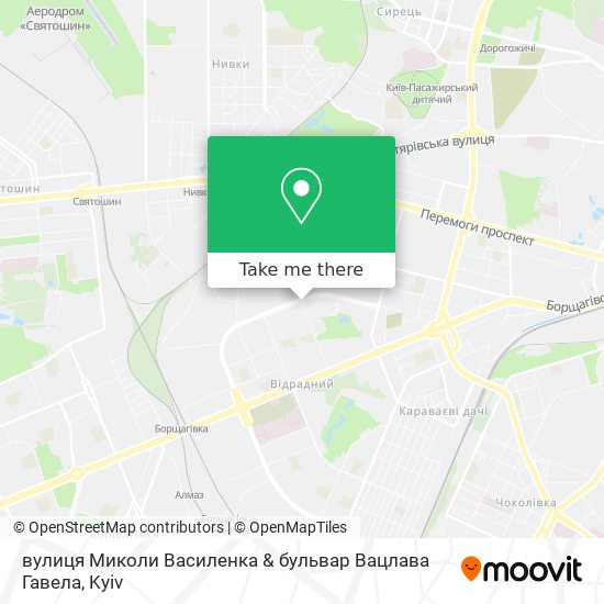 Карта вулиця Миколи Василенка & бульвар Вацлава Гавела