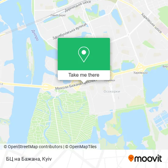 Карта БЦ на Бажана