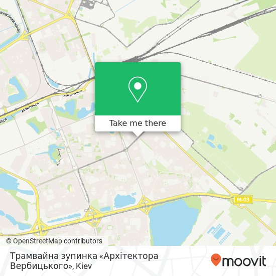 Трамвайна зупинка «Архітектора Вербицького» map