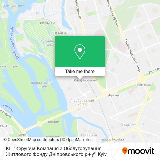 Карта КП "Керуюча Компанія з Обслуговування Житлового Фонду Дніпровського р-ну"