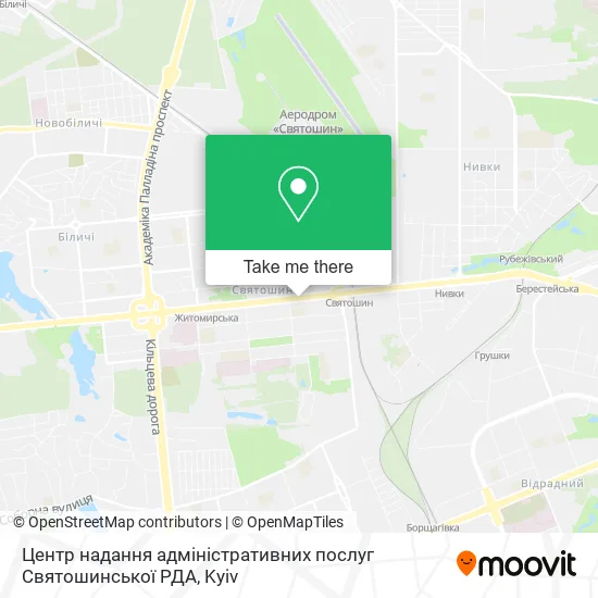 Карта Центр надання адміністративних послуг Святошинської РДА