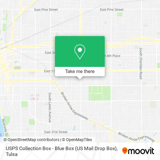Mapa de USPS Collection Box - Blue Box (US Mail Drop Box)