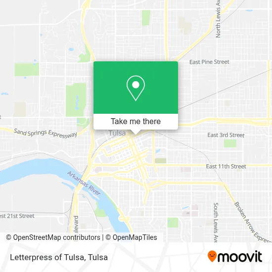 Letterpress of Tulsa map