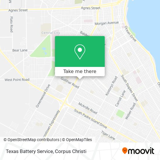 Mapa de Texas Battery Service