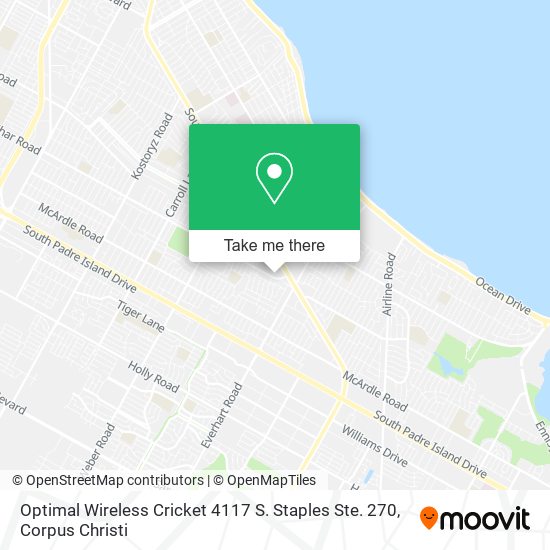 Mapa de Optimal Wireless Cricket 4117 S. Staples Ste. 270