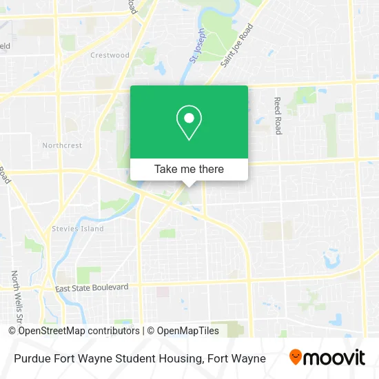 Mapa de Purdue Fort Wayne Student Housing