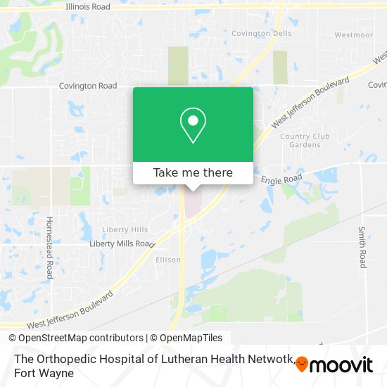 The Orthopedic Hospital of Lutheran Health Netwotk map