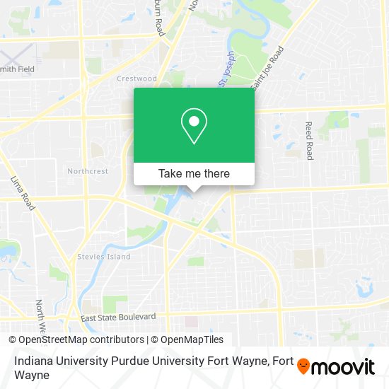 Indiana University Purdue University Fort Wayne map