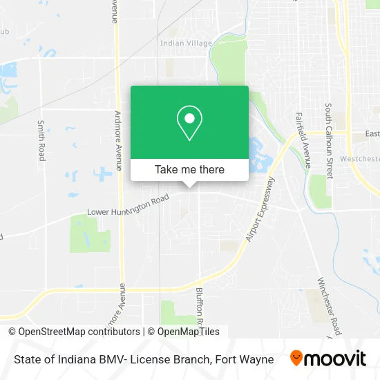 State of Indiana BMV- License Branch map