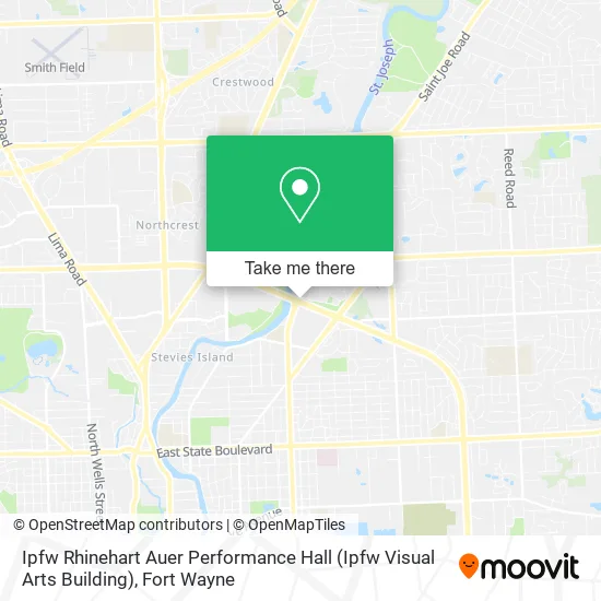 Mapa de Ipfw Rhinehart Auer Performance Hall (Ipfw Visual Arts Building)