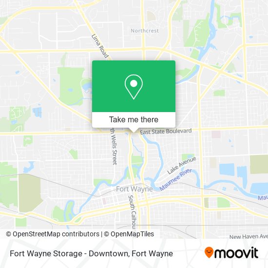 Fort Wayne Storage - Downtown map