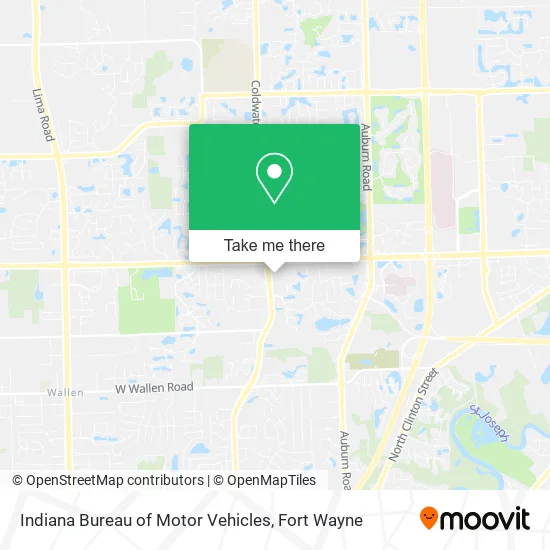 Indiana Bureau of Motor Vehicles map