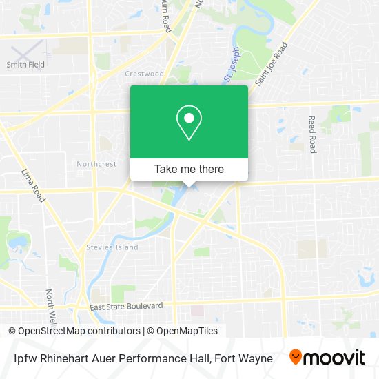 Mapa de Ipfw Rhinehart Auer Performance Hall