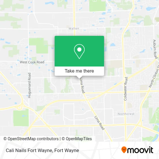 Cali Nails Fort Wayne map