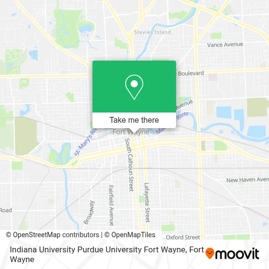 Indiana University Purdue University Fort Wayne map
