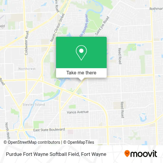 Purdue Fort Wayne Softball Field map