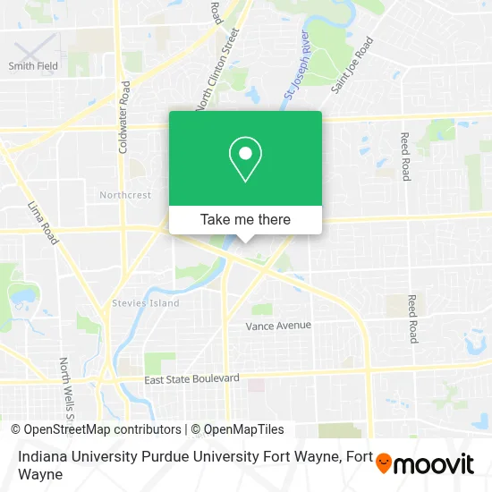 Indiana University Purdue University Fort Wayne map