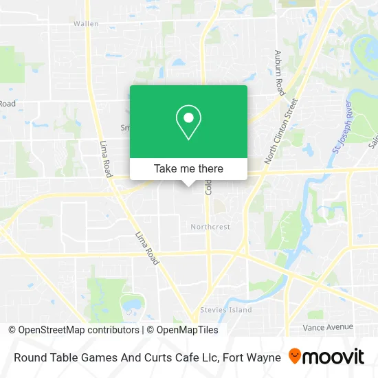 Round Table Games And Curts Cafe Llc map
