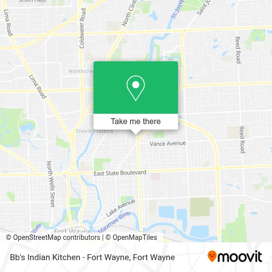 Bb's Indian Kitchen - Fort Wayne map