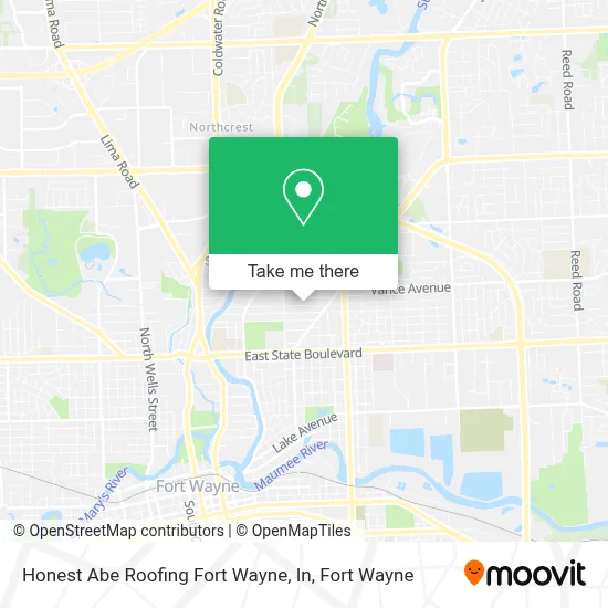 Honest Abe Roofing Fort Wayne, In map
