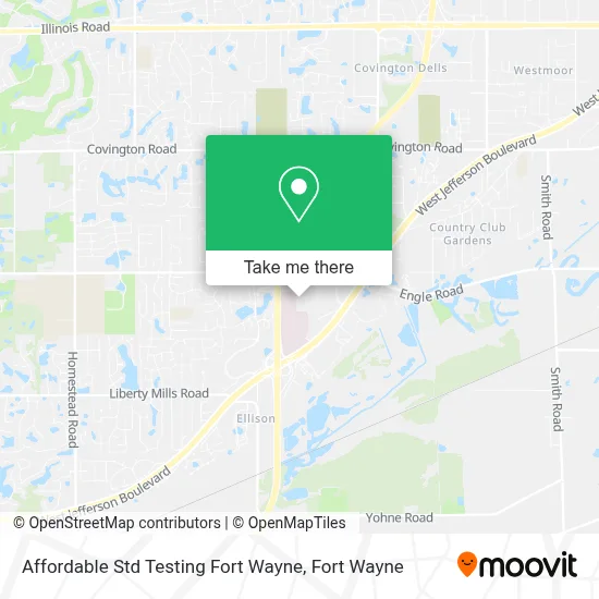 Affordable Std Testing Fort Wayne map