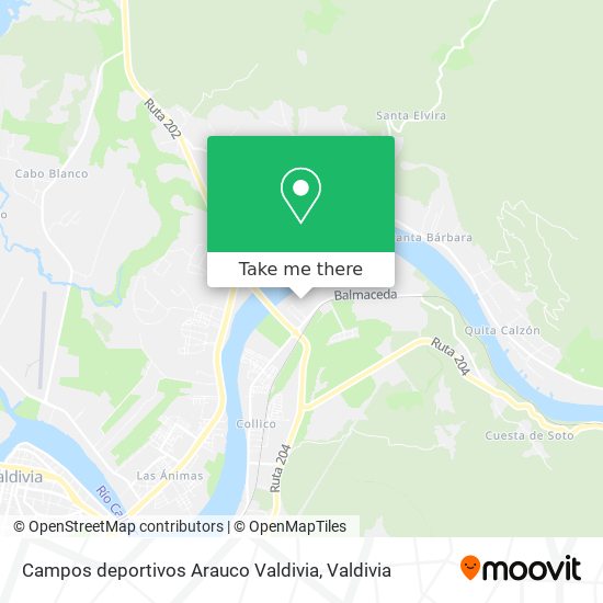 Mapa de Campos deportivos Arauco Valdivia