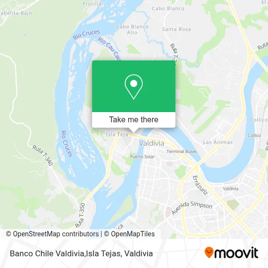 Banco Chile Valdivia,Isla Tejas map