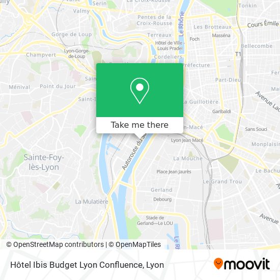 Mapa Hôtel Ibis Budget Lyon Confluence