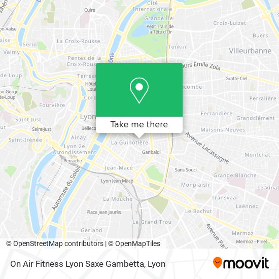 Mapa On Air Fitness Lyon Saxe Gambetta